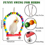 7pcs Wood Parrot Bird Toys Cage Swing Bridge Bells Set