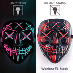 Wireless Neon LED Purge Mask Glow in The Dark Cosplay Horror Mask Halloween Masquerade Party Masks Glowing Funny Dress Up