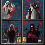 Halloween Static Cling Stickers Scary Ghost Woman Bloody Handprint Window Decals Spooky Party Home Decor Horror Decorations