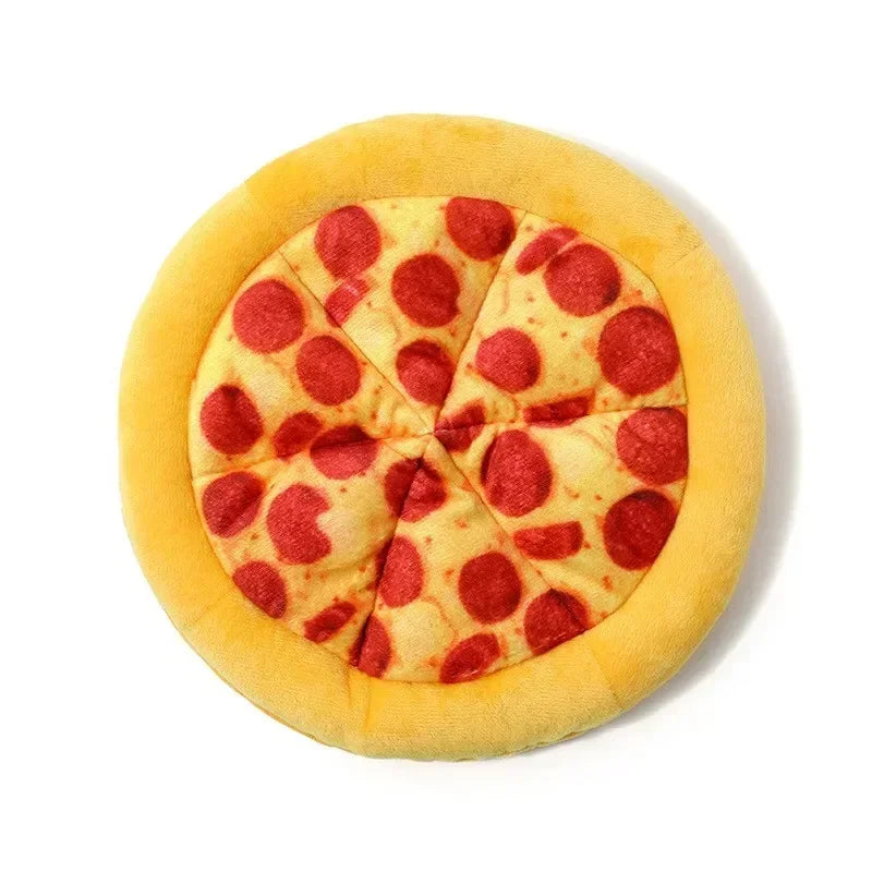 Plush Dog Pizza Squeak Chew Grinding Teeth Toy Supplies
