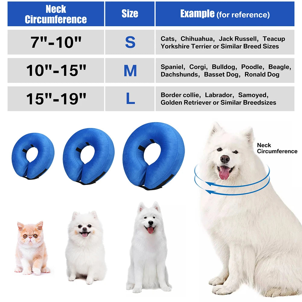 Inflatable Dog Recovery Collar Soft Protective Blow Up