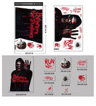 Halloween Static Cling Stickers Scary Ghost Woman Bloody Handprint Window Decals Spooky Party Home Decor Horror Decorations
