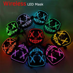 Wireless Neon LED Purge Mask Glow in The Dark Cosplay Horror Mask Halloween Masquerade Party Masks Glowing Funny Dress Up