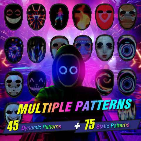 Party LED Light up Mask Gesture Sensing Smart Display LED Face Masks Programmable Bluetooth App Control Transforming Mask