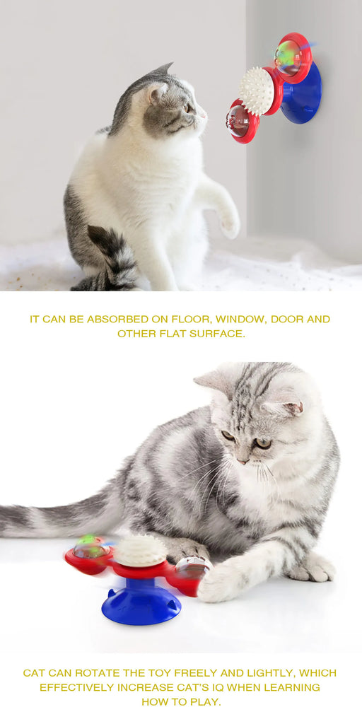 Windmill Cat Toy Interactive Puzzle Game Whirligig