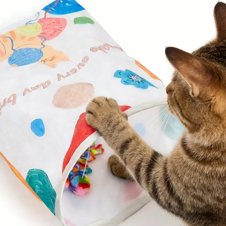 Crinkle Cat Tunnel Foldable Play Tube Dangling Ball