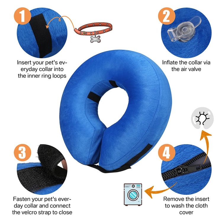 Inflatable Dog Recovery Collar Soft Protective Blow Up