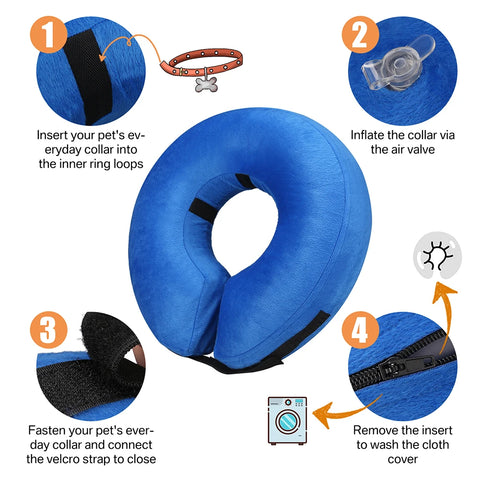 Inflatable Dog Recovery Collar Soft Protective Blow Up