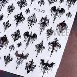 5pcs Gothic Black Nail Stickers Elegant Wedding Laced Designs Halloween Castle Skull Wings Adhesive Foils Sliders Manicure Decor