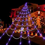 Practical 8 Modes Halloween Spider Web Lights Waterproof 250 LEDs LED Spider Net 5m Big Scary Giant Spider Party