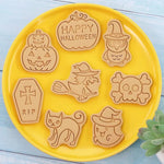 Halloween Cookies Cutters Cartoon Pumpkin Pressable Biscuit Mold Plastic Confectionery Fondant Cookie Stamp Baking Pastry Tools