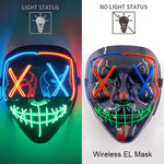 Wireless Neon LED Purge Mask Glow in The Dark Cosplay Horror Mask Halloween Masquerade Party Masks Glowing Funny Dress Up