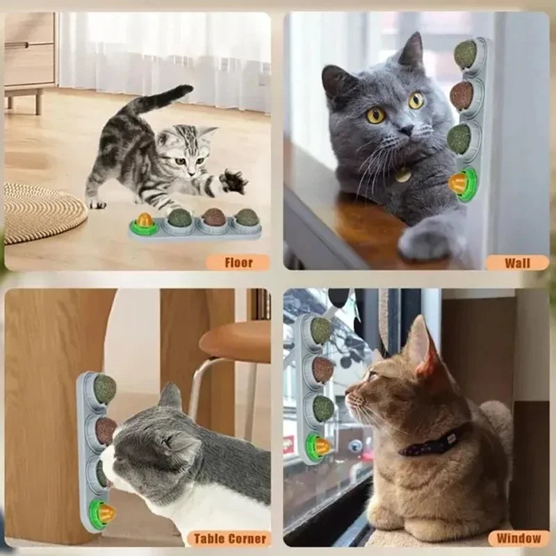 4in1 Rotating Catnip Silvervine Ball Teeth Cleaning Toy Safe