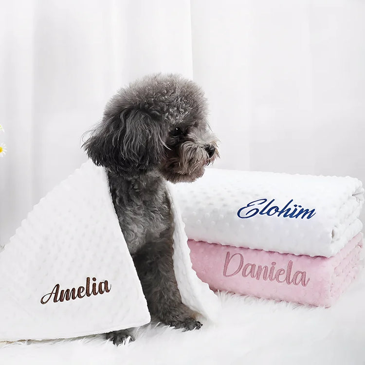 Custom Name Pet Blanket Soft Minky Dog Travel Mat