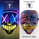 Wireless Neon LED Purge Mask Glow in The Dark Cosplay Horror Mask Halloween Masquerade Party Masks Glowing Funny Dress Up