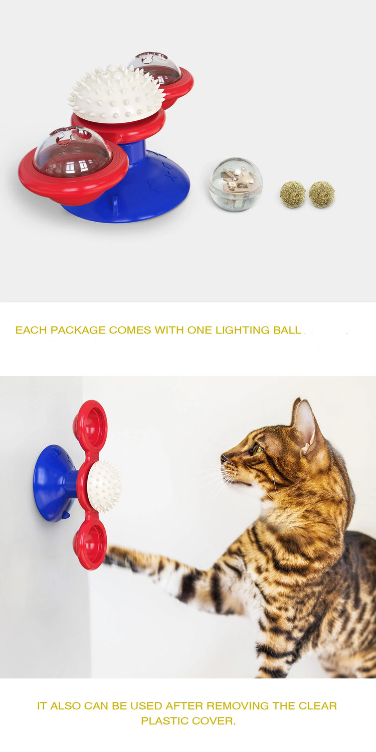 Windmill Cat Toy Interactive Puzzle Game Whirligig
