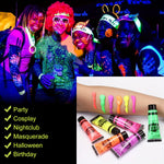 6PCS 25ml Fluorescent Paint Glow In The Dark Light Body Paint Face Painting for Party Halloween Event Makeup Club Makeup Xmas Gl