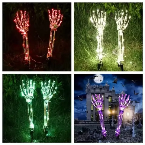 2PC Halloween Solar Garden Lights Outdoor Waterproof Ghost Hand LED Stake Lights Horror Atmosphere Decoration Lamp  For Festival
