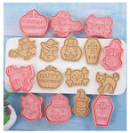 Halloween Cookies Cutters Cartoon Pumpkin Pressable Biscuit Mold Plastic Confectionery Fondant Cookie Stamp Baking Pastry Tools