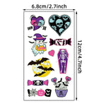 10Sheets(106 Patterns) Glow in the Dark Temporary Tattoos Stickers, Halloween Vampire, Skeleton, Zombie, Ghost, Pumpkin Designs