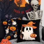 1pc/4pcs Halloween decoration pillow cover, trick or treat cushion cover, ghost, pumpkin head, bat decoration sofa cushion cover