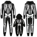 Parent-child Party Scary Skulls Cosplay Suits Luminous Skeleton Shape Costumes for Kids Adults Families Halloween Cos Clothing