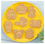 Halloween Cookies Cutters Cartoon Pumpkin Pressable Biscuit Mold Plastic Confectionery Fondant Cookie Stamp Baking Pastry Tools
