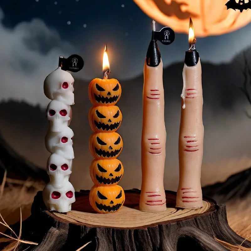Halloween Aromatherapy Candles Spooky Skull Bone Fingers Pumpkin Candle 3D Flame Candles Festival Home Decoration Gifts