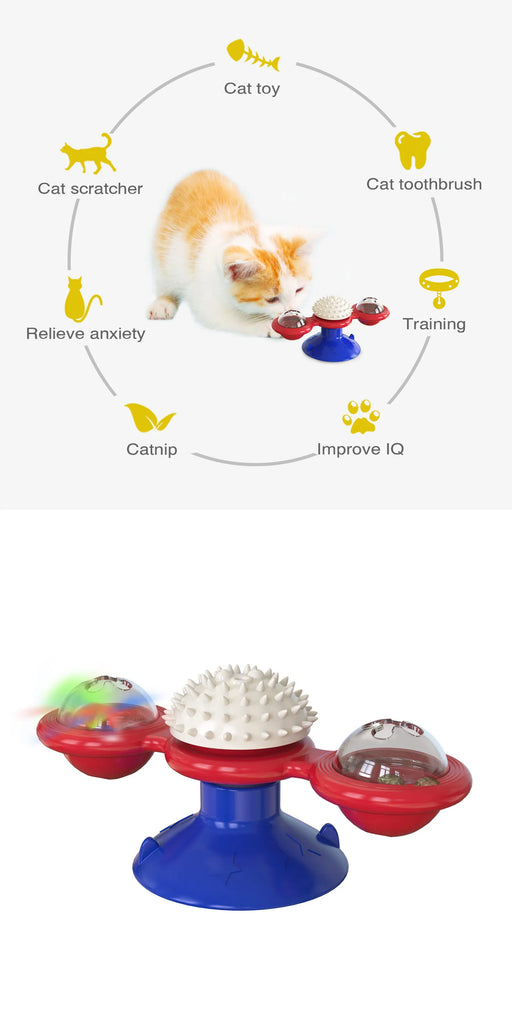 Windmill Cat Toy Interactive Puzzle Game Whirligig