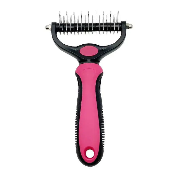 Dual-Sided Undercoat Rake Pet Grooming Comb for Dogs & Cats