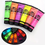 6PCS 25ml Fluorescent Paint Glow In The Dark Light Body Paint Face Painting for Party Halloween Event Makeup Club Makeup Xmas Gl