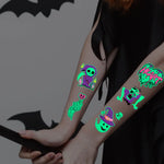 10Sheets(106 Patterns) Glow in the Dark Temporary Tattoos Stickers, Halloween Vampire, Skeleton, Zombie, Ghost, Pumpkin Designs