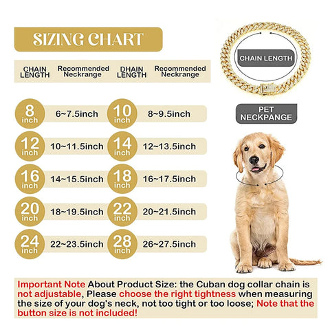 Dog Gold Chain Luxury Diamond Collar Metal Necklace