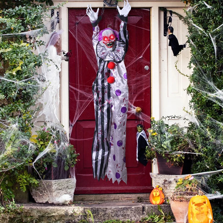 Halloween Decorations Electric Voice-activated Hanging Ghost Clown Hanging Ghost Haunted House Horror Decoration Props