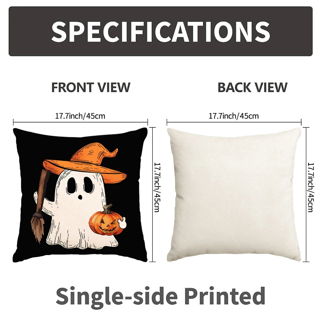 1pc/4pcs Halloween decoration pillow cover, trick or treat cushion cover, ghost, pumpkin head, bat decoration sofa cushion cover