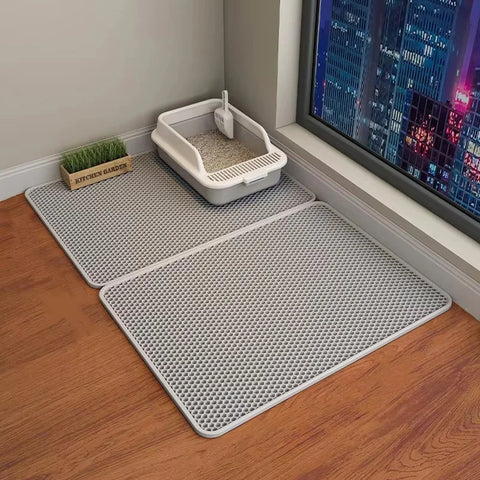 Double Layer Cat Litter Mat Waterproof Toilet Rug