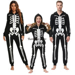 Parent-child Party Scary Skulls Cosplay Suits Luminous Skeleton Shape Costumes for Kids Adults Families Halloween Cos Clothing