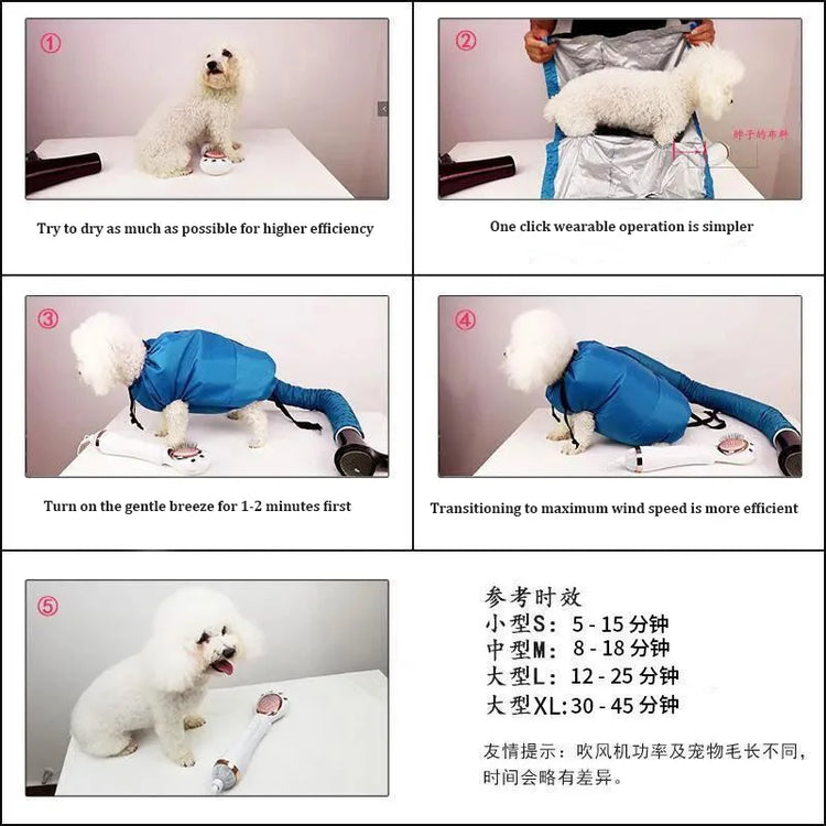 Pet Drying Bag Hair Dryer Cats Dogs Quick Dry Box