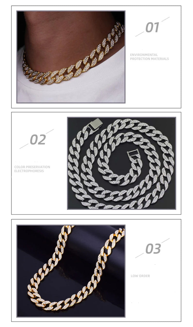 Dog Gold Chain Luxury Diamond Collar Metal Necklace