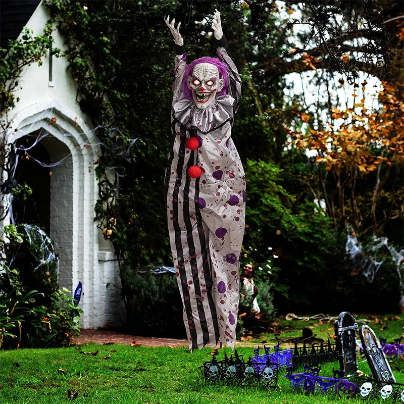 Halloween Decorations Electric Voice-activated Hanging Ghost Clown Hanging Ghost Haunted House Horror Decoration Props