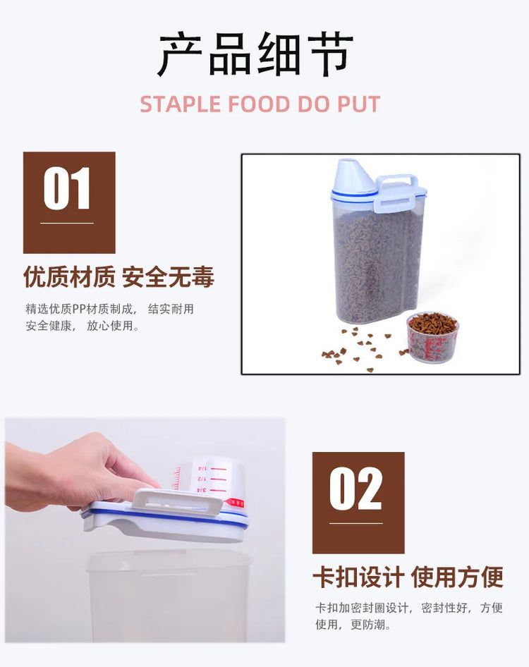 Cat Dog Food Storage Container Sealed Plastic Airtight