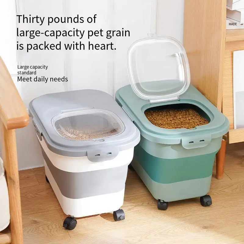 Collapsible Cat Dog Food Storage Container Airtight Box