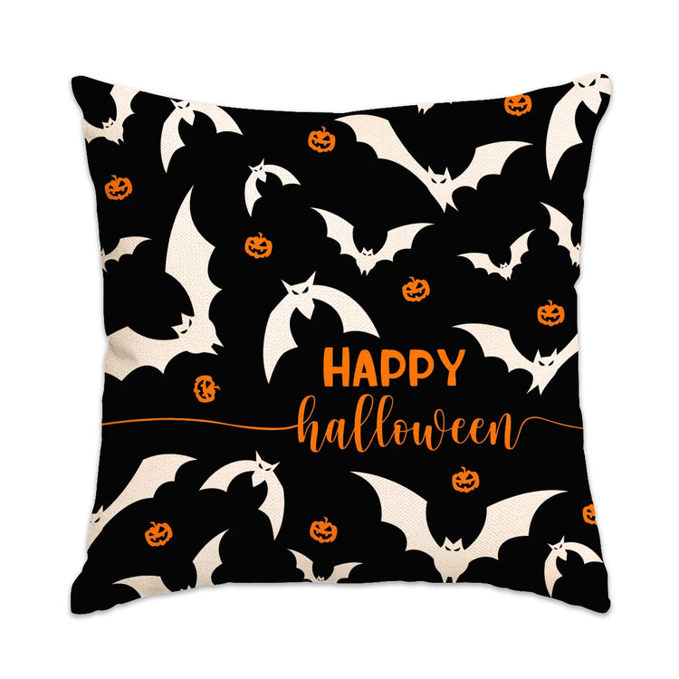 1pc/4pcs Halloween decoration pillow cover, trick or treat cushion cover, ghost, pumpkin head, bat decoration sofa cushion cover