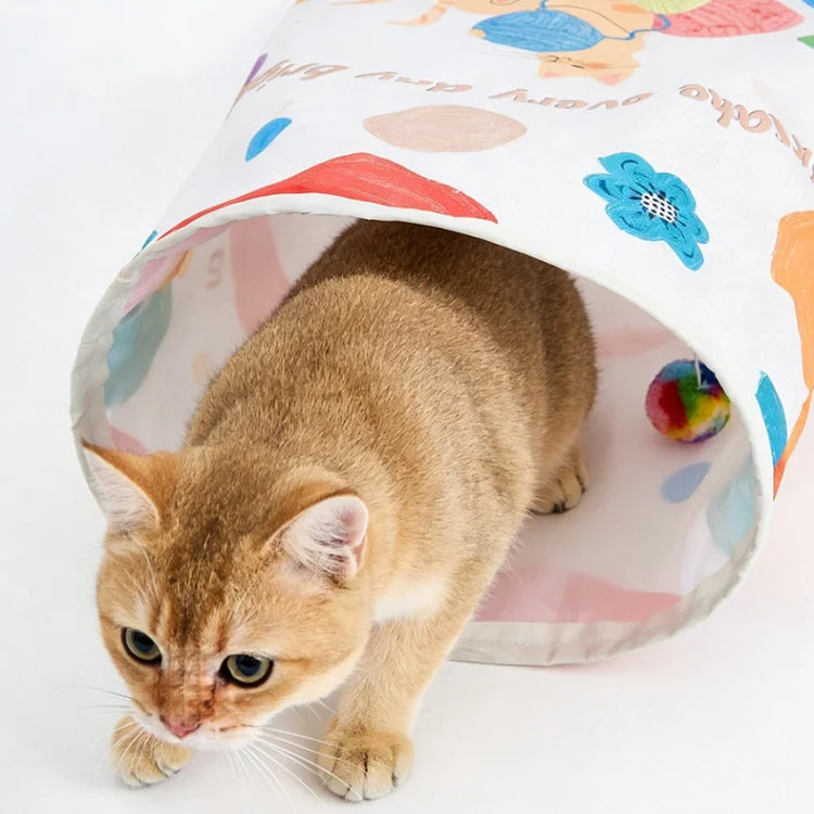 Crinkle Cat Tunnel Foldable Play Tube Dangling Ball