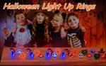 20/50pc Halloween LED Light Up Rings Toys Horror Pumpkin Ghost Spider Glow Finger Rings for Kids Trick Party Supplies Party Gift