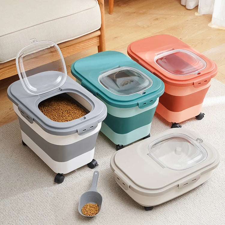 Collapsible Cat Dog Food Storage Container Airtight Box