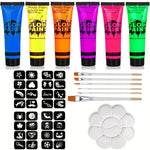 6PCS 25ml Fluorescent Paint Glow In The Dark Light Body Paint Face Painting for Party Halloween Event Makeup Club Makeup Xmas Gl