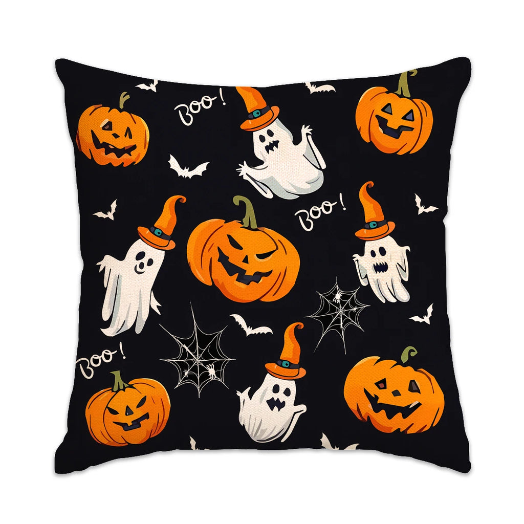 1pc/4pcs Halloween decoration pillow cover, trick or treat cushion cover, ghost, pumpkin head, bat decoration sofa cushion cover