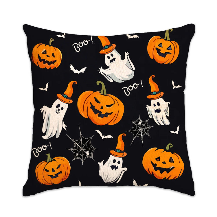 1pc/4pcs Halloween decoration pillow cover, trick or treat cushion cover, ghost, pumpkin head, bat decoration sofa cushion cover