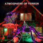 Practical 8 Modes Halloween Spider Web Lights Waterproof 250 LEDs LED Spider Net 5m Big Scary Giant Spider Party